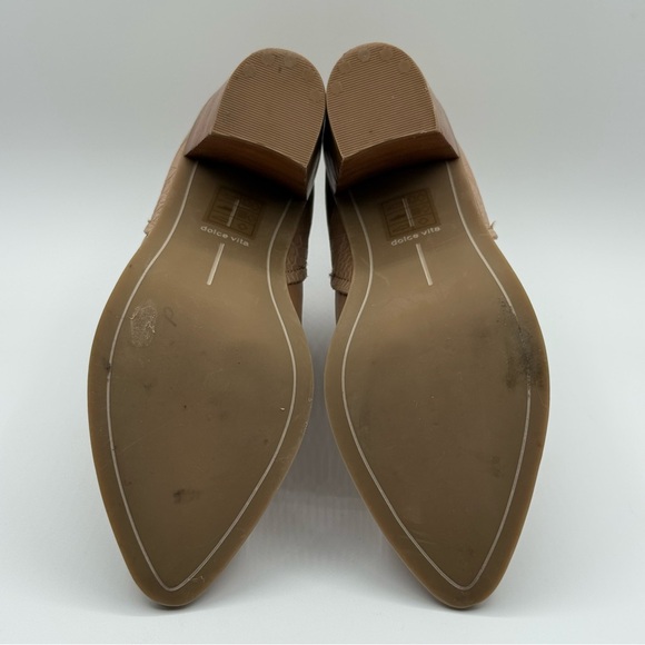 DOLCE VITA Rozane  Snakeskin-Embossed Leather Pointy Toes Slip On Booties SZ 6.5 - Picture 10 of 16